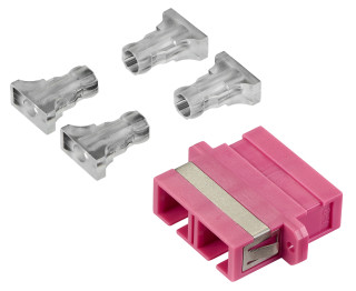 FO Coupler SC-Duplex, Plastic, OM4, ceramic, flange, HSELSK04CP Schrack Technik