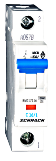 Automātslēdzis (MCB) C, 16A, 1-pole, 10kA, Schrack Teknik, BM017116-- main
