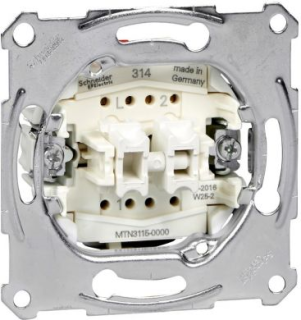 Double switch, Merten inserts, 1-pole 1-way, 10AX, screwless terminals, main