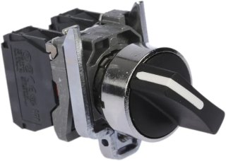 Selector switch, Harmony XB4, metal, black, 22mm, 2 positions, stay put, 1NO+1NC main