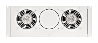 Roof fan-unit with 2 fans and thermostat, 19", 4U, RAL7035