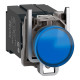 Pilot light, Harmony XB4, metal, protected LED light, blue, 22mm, with plain lens, universal LED, 400V main