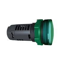 Monolithic pilot light, Harmony XB5, grey plastic, green, 22mm, universal LED, plain lens, 230...240V AC main