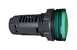 Monolithic pilot light, Harmony XB5, grey plastic, green, 22mm, universal LED, plain lens, 24V AC DC main