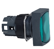 Head for illuminated push button, Harmony XB6, green rectangular flush, 16mm, integral LED, spring return, 12…24V, unmarked main