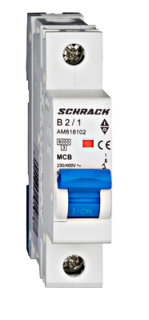 Automātslēdzis (MCB) AMPARO 6kA, B 2A, 1-pole, Schrack Teknik, AM618102-- main