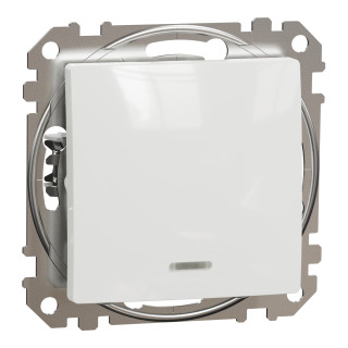 Push-Button, Sedna Design & Elements, 2-way, 10A, with blue locator, white