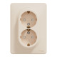 Double socket-outlet, Sedna Design & Elements, 16A, 250V, side earth, with shutter, beige alt_view_2