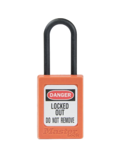 S32MKORJ | Zenex Padlock Plastic Shackle ORANGE Master Keyed (Master key to order separately) - NO Key retaining main