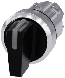 Toggle switch illuminable, 22 mm, round, metal, high gloss, black, knob short, 3SU1052-2BL10-0AA0, Siemens main