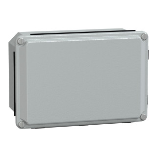 Metal industrial box - low plain cover - H155xW105xD61 - IP55 - grey RAL 7035 main