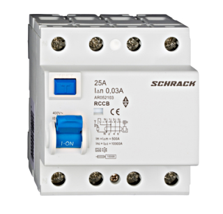 Noplūdes automātslēdzis (RCCB), 25A, 3P+N, 10kA, AR052103 Schrack Technik main