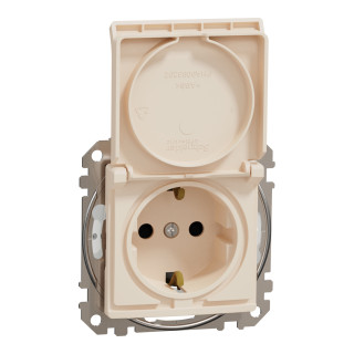 Socket-outlet, Sedna Design & Elements, 16A, 250V, side earth, with shutter and lid, beige main