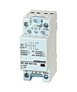 Kontaktors 11kW, 4P, 4NO, 25A, spole 230VAC, BZ326461VM Schrack Technik main