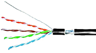 F/UTP Cable Cat.5e, 4x2xAWG24/1, PE, OUTDOOR, black, Box main