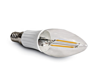 LED Retro candle, clear, E14, 2W, 3000K, 220lm