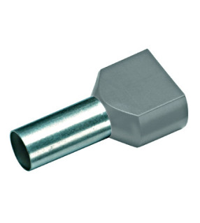 Wire ferrule, Duo 2x0.75mmý, L1=10mm, grey, GIC182464 Schrack Technik main