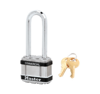 M1LJSTS | 44mm - Octagonal shackle, diam. 8mm - 4 Pin tumbler cylinder - 64mm long shackle - Stainless Steel sleeve main