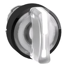 Head for illuminated selector switch, Harmony XB4, black metal, white handle, 22mm, universal LED, 3 positions, to center main