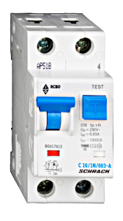 Combined circuit breaker/residual current circuit breaker (RCBO) C10/1+N/30mA/A type main