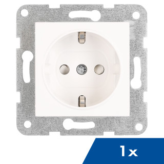 Socket outlet w. safety shutter, cage clamps, 1 pcs, white, EV1012031 Schrack Technik
