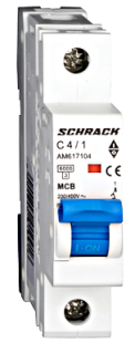 Automātslēdzis (MCB) AMPARO 6kA, C 4A, 1-pole, Schrack Teknik, AM617104-- main