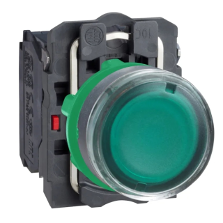 Pogas komplekts 22mm, ar atsperi NO + NC, caurspīdīga zaļa, ar LED 24VAC/DC apgaismojumu XB5AW33B5 Schneider Electric main