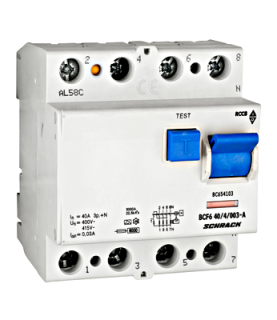 Residual current circuit breaker 40A, 4-p, 30mA,type A,6kA