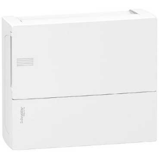 Enclosure, Resi9 MP, surface mounting, 1 row of 12 modules, IP40, white door, 1 earth + 1 neutral terminal blocks main
