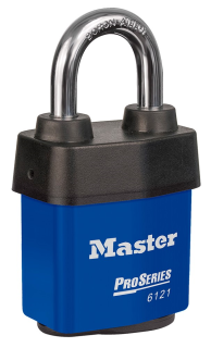 6121BLU | Blue Pro Series padlock 6 pin cylinder - boron alloy shackle - Keyed Different main
