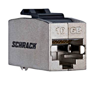 TOOLLESS LINE Coupler RJ45-RJ45 shielded,Class Ea 10GB (SFA), HSEMRKRGWS Schrack Technik