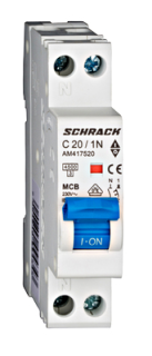 Circuit breaker (MCB) AMPARO 4.5kA, C ​​20A, 1+N,1MW, Schrack Teknik, AM417520-- main