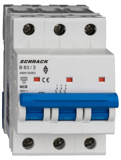 Circuit breaker (MCB) AMPARO 6kA, B 63A, 3-pole, Schrack Teknik, AM618363-- main