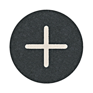 Button plate flat with inscription, black with white " + " main