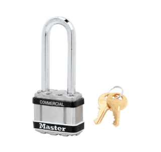 M1KALJSTS | 44mm - Octagonal shackle, diam. 8mm - 4 Pin tumbler cylinder - 64mm long shackle - Keyed Alike - Stainless Steel sleeve main