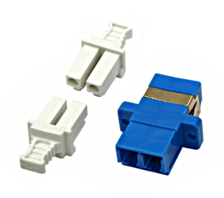 FO Coupler LC-Duplex,Plastic,Singlemode,zirconia,flange,blue