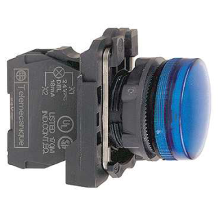 Pilot light, Harmony XB5, grey plastic, blue, 22mm, universal LED, plain lens, 230...240V AC