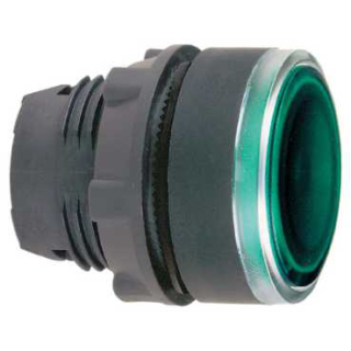Head for illuminated push button, Harmony XB5, plastic, flush, green, 22mm, spring return, plain lens for BA9s bulb main