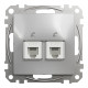 Telephone socket, Sedna Design & Elements, 2xRJ11, PRO, aluminium alt_view_3