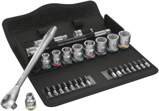 8100 SB 10 Zyklop Metal Ratchet Set with push-through square, 3/8" drive, imperial, 29 pieces, 05004050001 Wera main