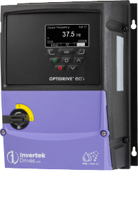 Variable frequency drive, Optidrive Eco , 1.5 KW, 3 PH in, 3 PH out, 4.1A, 380-480V, EMC Filter, TFT Display, IP66 with isolator, Invertek Drives, ODV-3-240041-3F1E-MN main