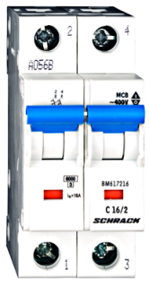 Automātslēdzis (MCB) C, 16A, 2-pole, 6kA, Schrack Teknik, BM617216-- main