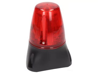 Sirēna / signāllampa mirgojoša, Sarkana, Ø98x119mm, 85...280V AC, LED x8, piezo buzzer, IP65 main