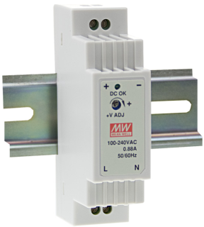 Блок питания 100-230V AC на 24V DC, 0,63A, 15W, DR-15-24 Mean Well