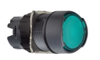 Head for illuminated push button, Harmony XB6, green flush, 16mm, integral LED, spring return, 12...24V, unmarked main