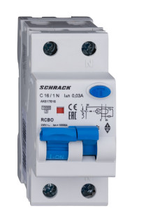 Combined MCB/RCD (RCBO) 1+N, AMPARO 10kA, C 16A, 30mA, Typ A main