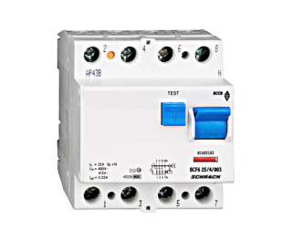 Residual current circuit breaker 25A, 4-p, 30mA,type AC, 6kA main