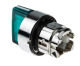 Head for illuminated selector switch, Harmony XB4, chromium metal, green handle, 22mm, universal LED, 3 positions, left to center alt_view_3