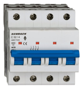 Automātslēdzis (MCB) AMPARO 6kA, C 32A, 4-pole, Schrack Teknik, AM617432-- main