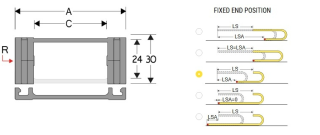 Cable tray 305A010, openable sections, Dimensions External P54xH30, Internal P30xH24, R70 3.50 m main